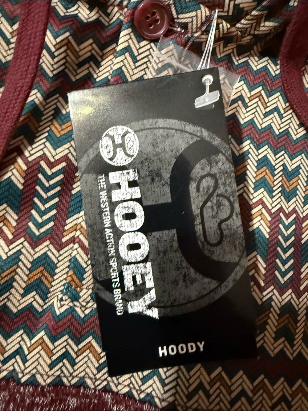 HOOEY Men's Maroon Jimmy Aztec Patterned Pullover Hoodie 0166 - Picture 6 of 12
